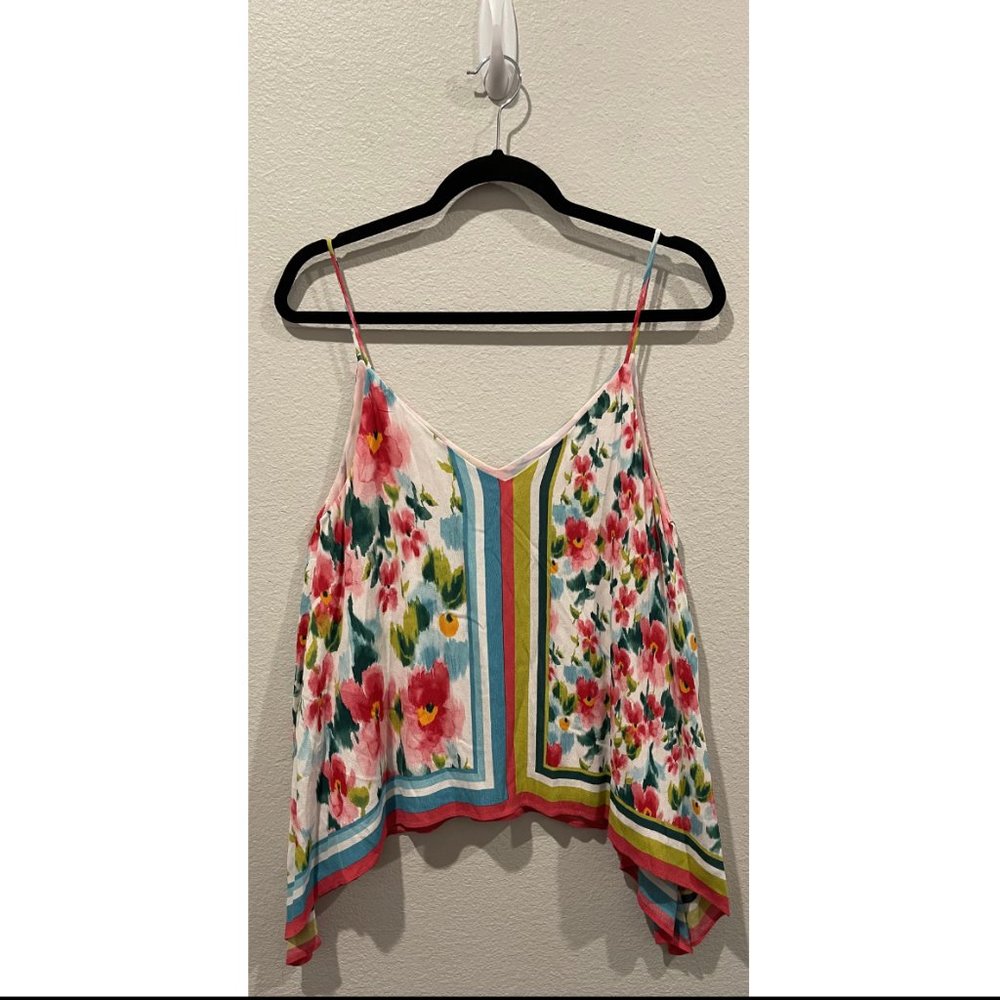 ZARA Pointed Side Floral Stripe Camisole